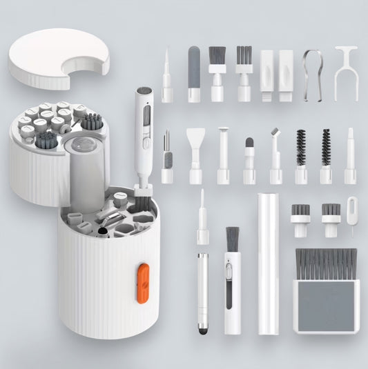 VixSolve CleanKit Pro multi-device cleaning kit with brushes, tips, and storage case.